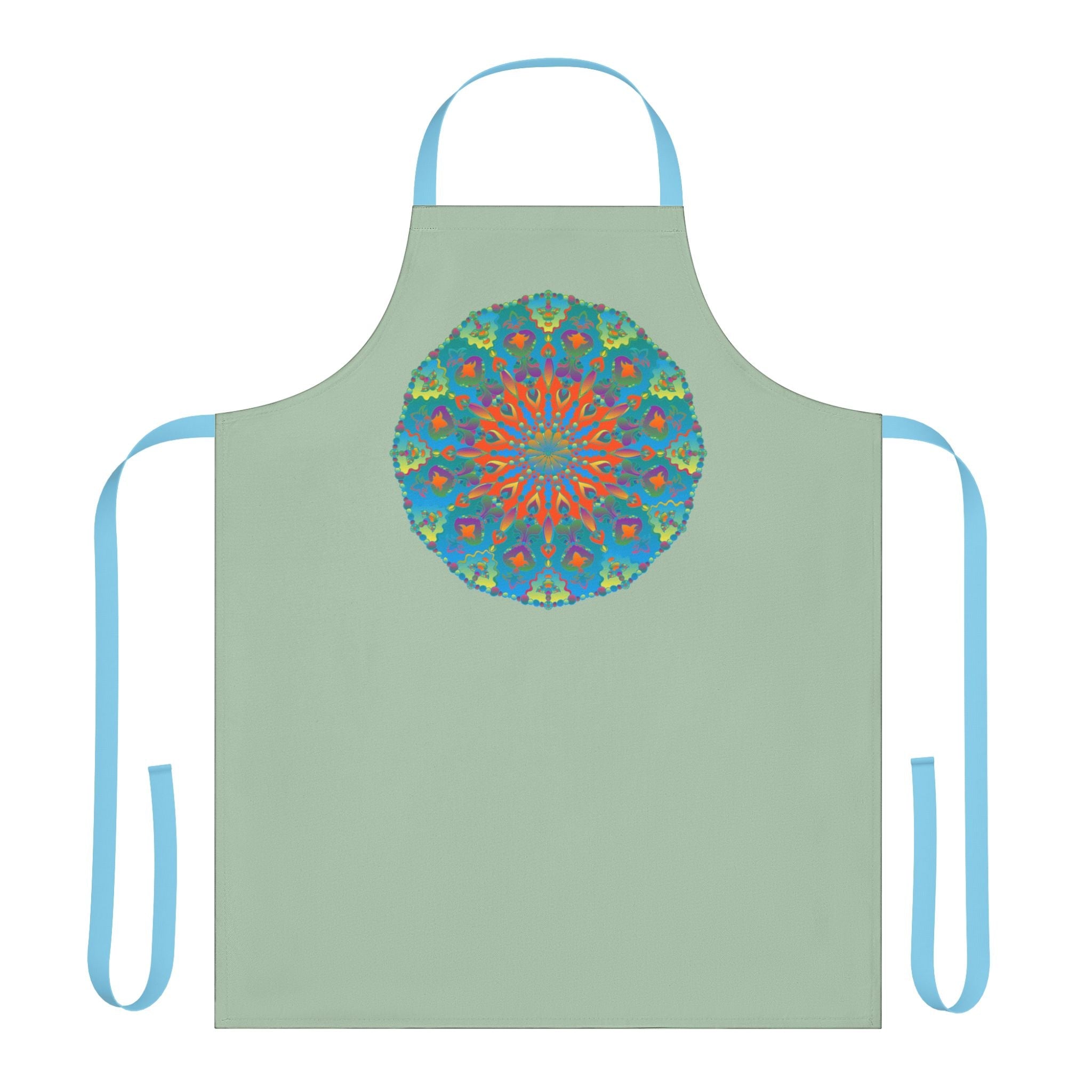 Sage Green Mandala Apron - Hand - Drawn Art All Over Prints - Blululi