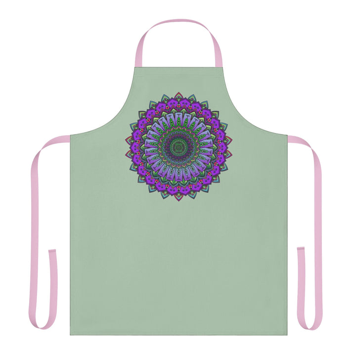 Sage Green Mandala Apron - Hand Drawn Art All Over Prints - Blululi