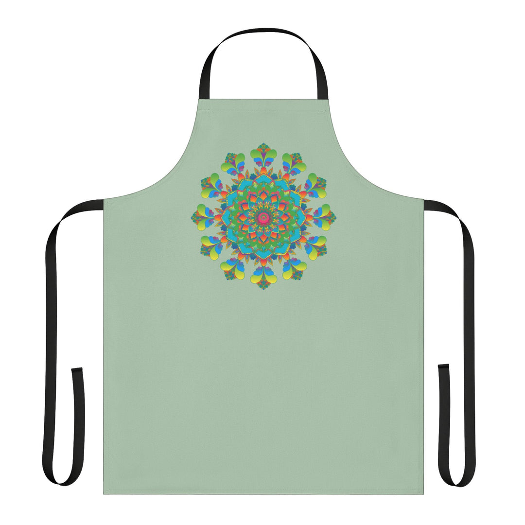 Sage Green Mandala Apron - Hand Drawn Art All Over Prints - Blululi