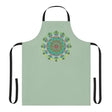 Sage Green Mandala Apron - Hand Drawn Art All Over Prints - Blululi