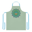 Sage Green Mandala Apron - Hand Drawn Art All Over Prints - Blululi