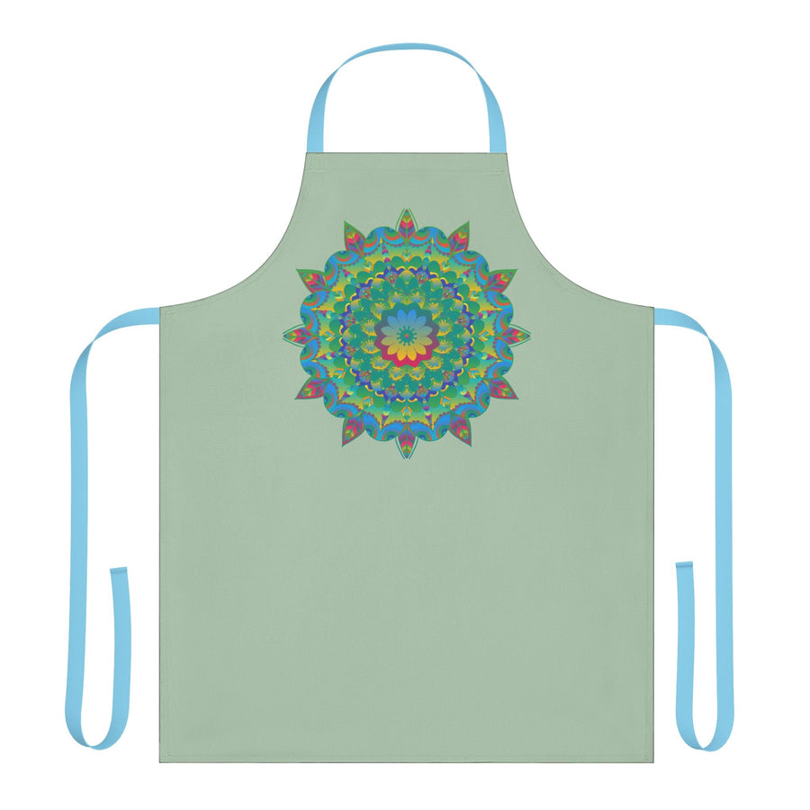 Sage Green Mandala Apron - Hand Drawn Art All Over Prints - Blululi