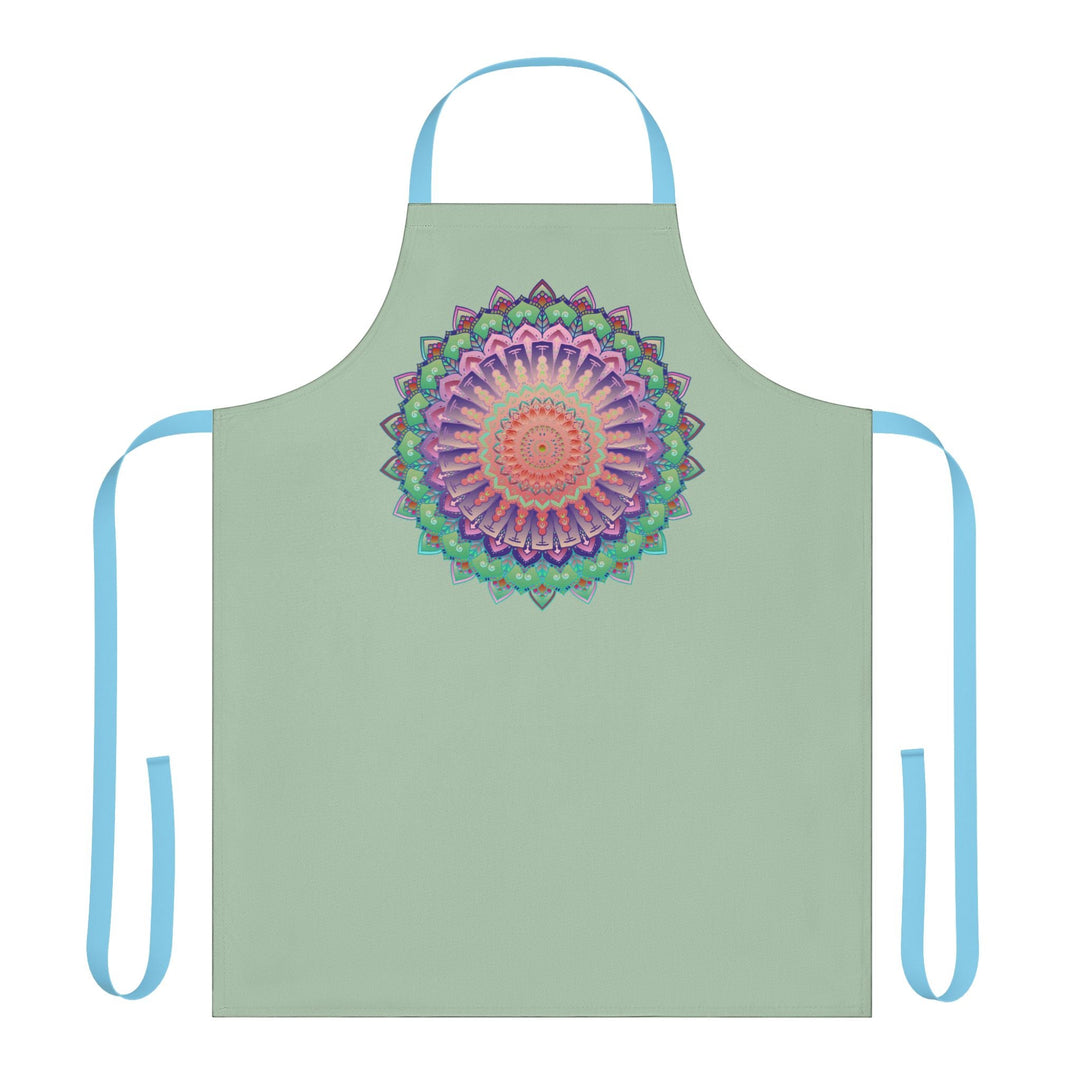 Sage Green Mandala Apron - Hand Drawn Art All Over Prints - Blululi