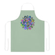 Sage Green Mandala Apron - Hand Drawn Art All Over Prints - Blululi
