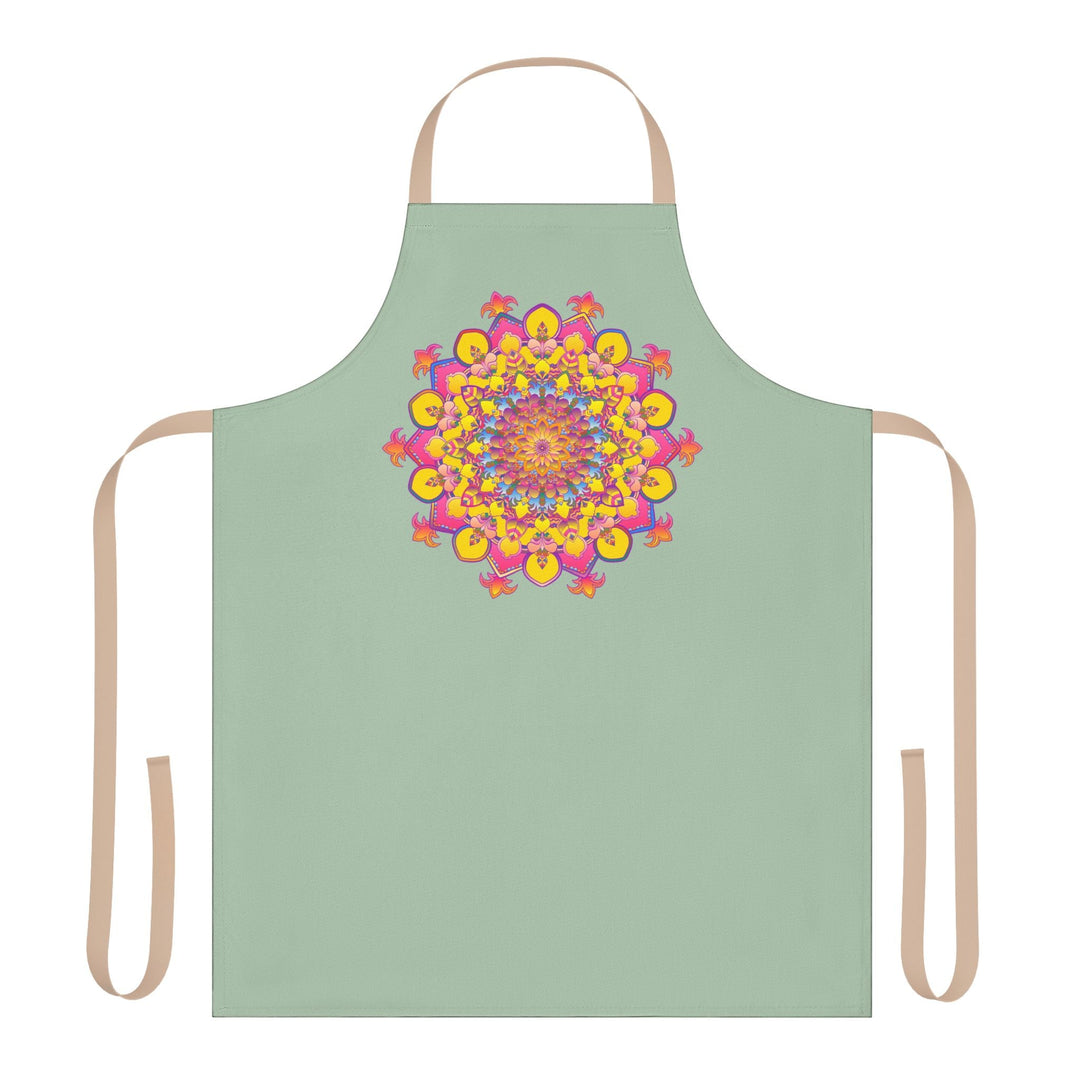 Sage Green Mandala Apron - Hand Drawn Art All Over Prints - Blululi