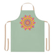 Sage Green Mandala Apron - Hand Drawn Art All Over Prints - Blululi