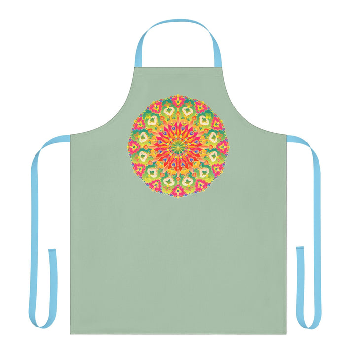 Sage Green Mandala Apron - Hand - Drawn Art All Over Prints - Blululi