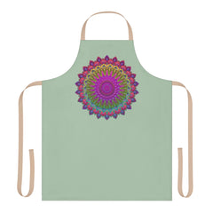 Sage Green Mandala Apron - Hand Drawn Art All Over Prints - Blululi
