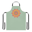 Sage Green Mandala Apron - Hand Drawn Art All Over Prints - Blululi