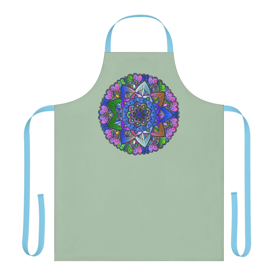 Sage Green Mandala Apron - Hand Drawn Art All Over Prints - Blululi