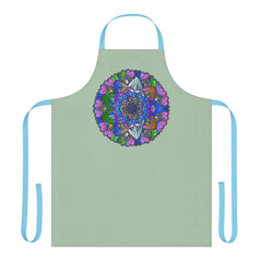Sage Green Mandala Apron - Hand Drawn Art All Over Prints - Blululi