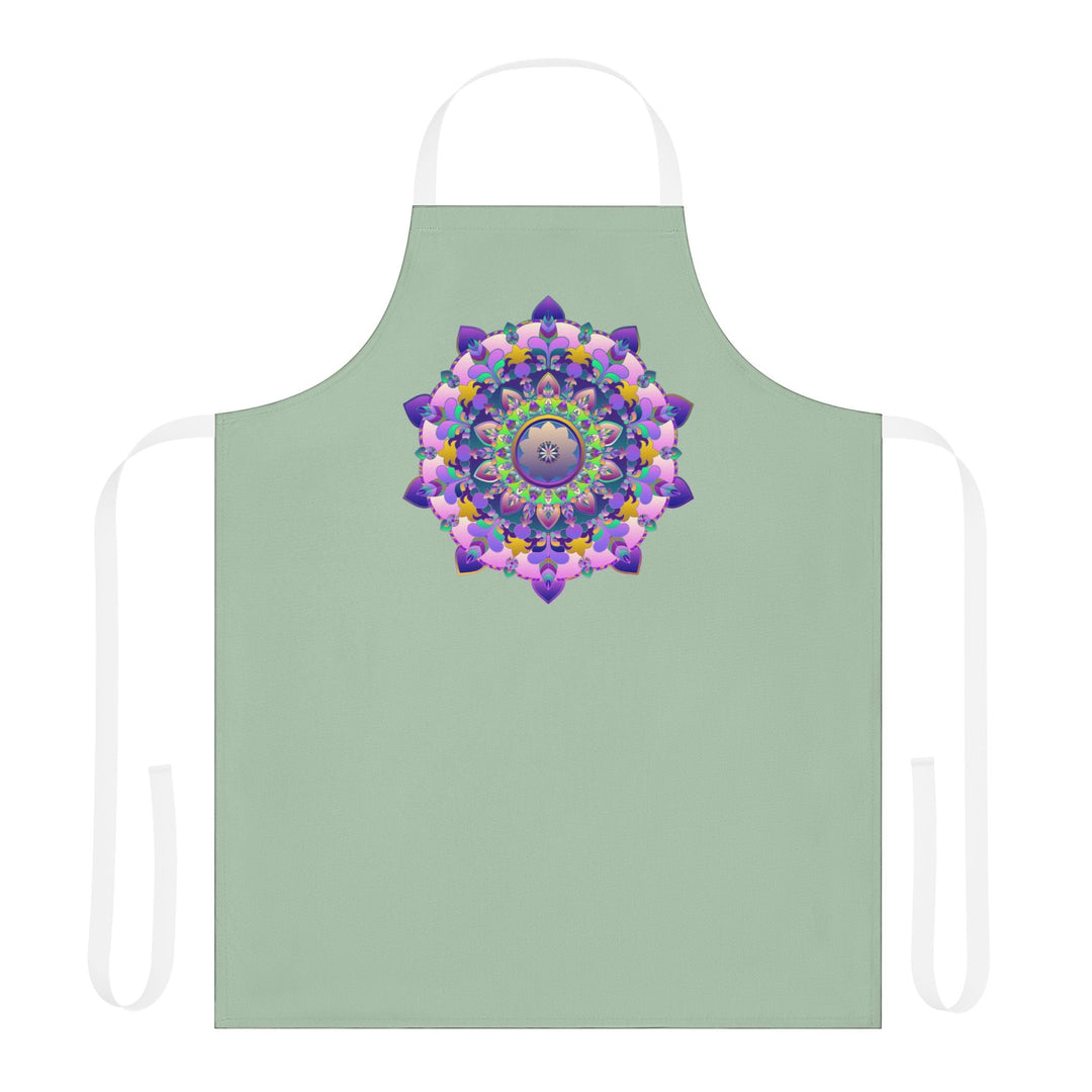 Sage Green Mandala Apron - Hand - Drawn Art All Over Prints - Blululi