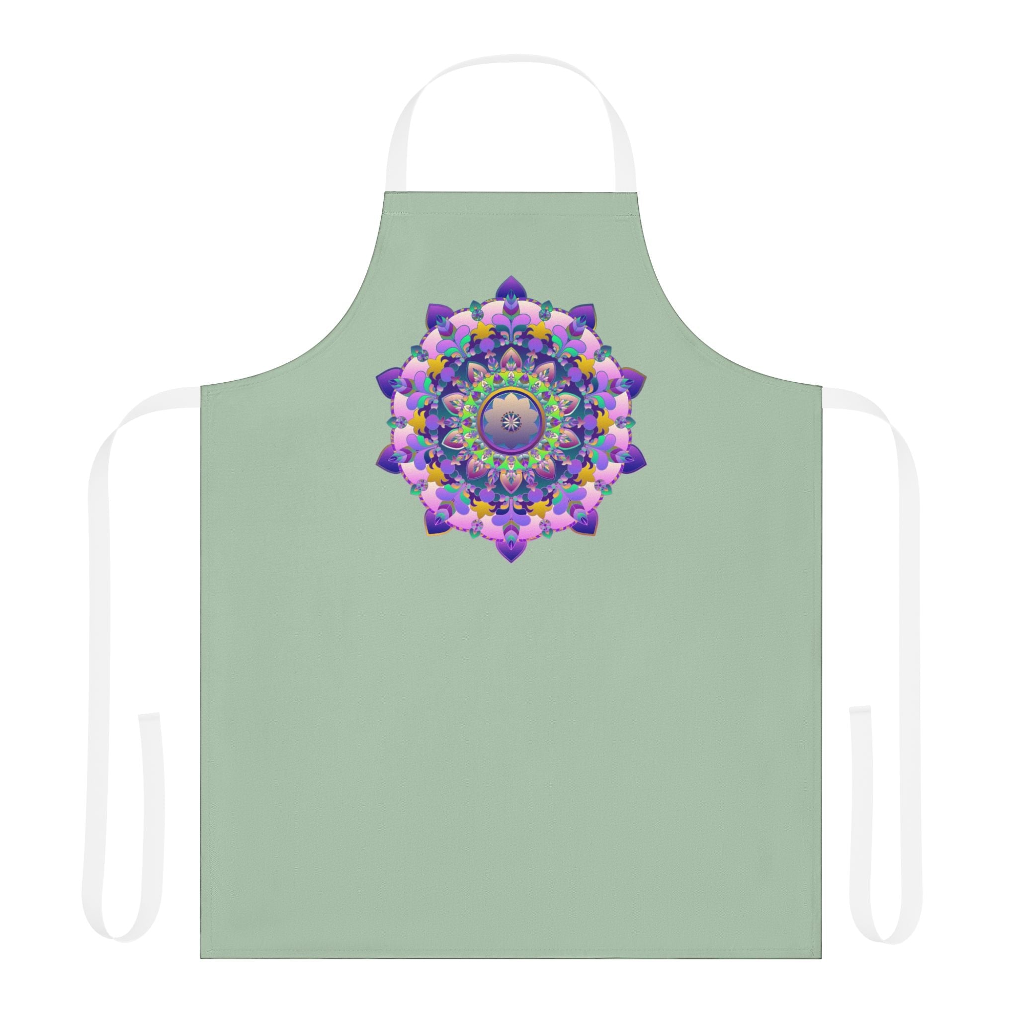 Sage Green Mandala Apron - Hand - Drawn Art All Over Prints - Blululi