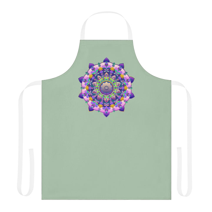 Sage Green Mandala Apron - Hand - Drawn Art All Over Prints - Blululi