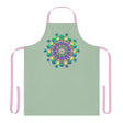 Sage Green Mandala Apron - Hand Drawn Art All Over Prints - Blululi