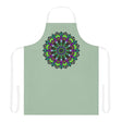 Sage Green Mandala Apron - Hand Drawn Art All Over Prints - Blululi