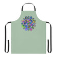 Sage Green Mandala Apron - Hand Drawn Art All Over Prints - Blululi