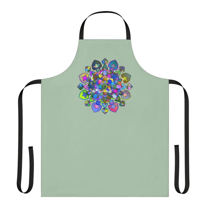 Sage Green Mandala Apron - Hand Drawn Art All Over Prints - Blululi