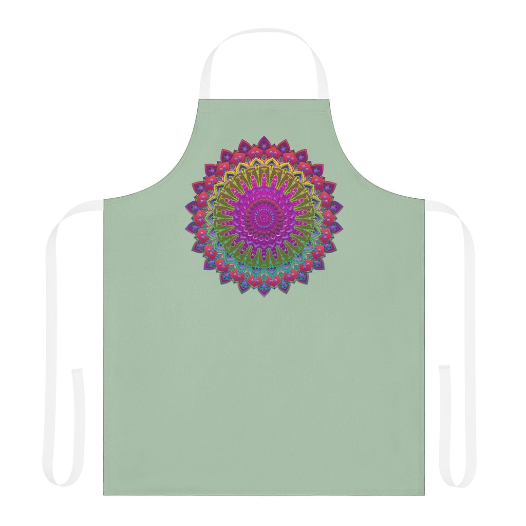 Sage Green Mandala Apron - Hand Drawn Art All Over Prints - Blululi