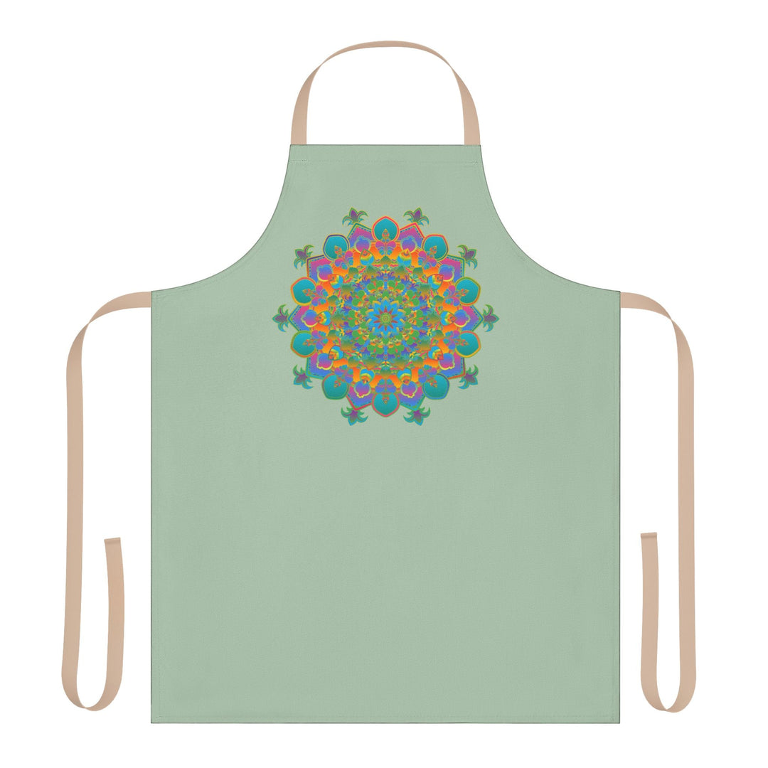 Sage Green Mandala Apron - Hand Drawn Art All Over Prints - Blululi