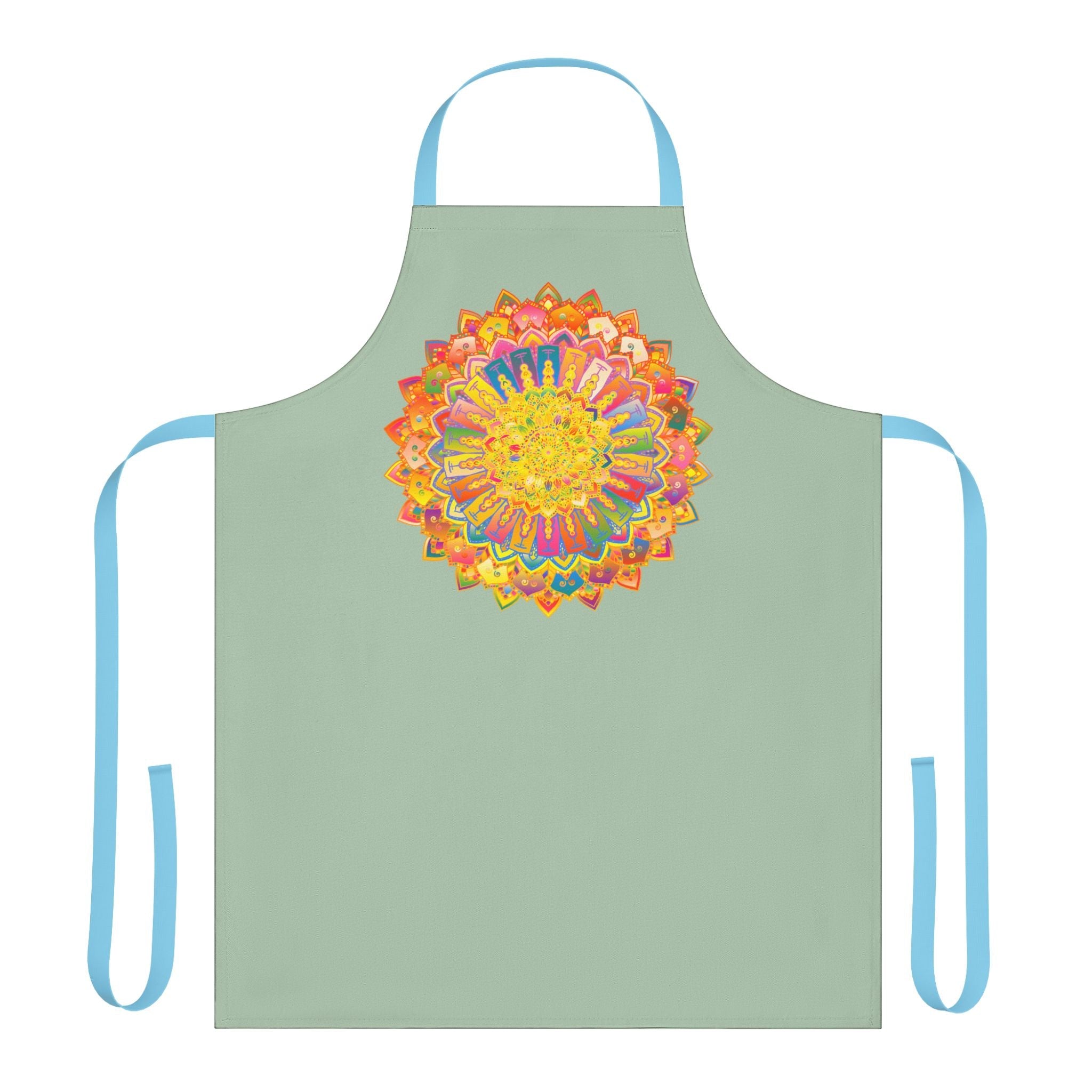 Sage Green Mandala Apron - Hand - Drawn Art All Over Prints - Blululi