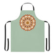 Sage Green Mandala Apron - Hand Drawn Art All Over Prints - Blululi