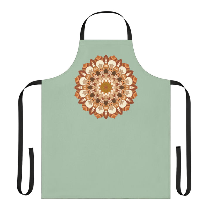 Sage Green Mandala Apron - Hand Drawn Art All Over Prints - Blululi