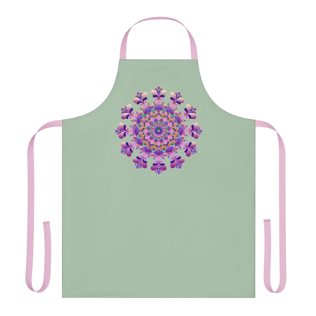 Sage Green Mandala Apron - Hand Drawn Art All Over Prints - Blululi