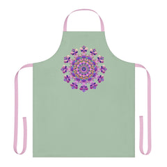 Sage Green Mandala Apron - Hand Drawn Art All Over Prints - Blululi