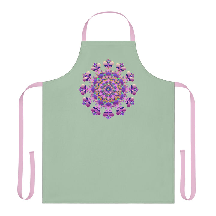 Sage Green Mandala Apron - Hand Drawn Art All Over Prints - Blululi