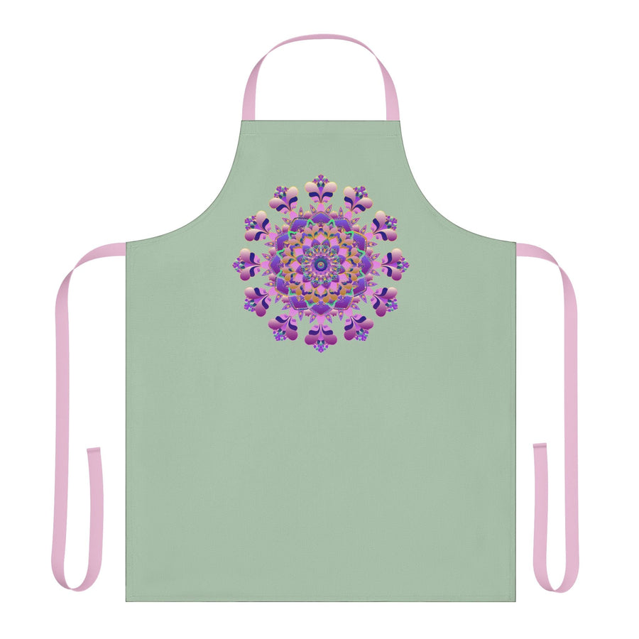 Sage Green Mandala Apron - Hand Drawn Art All Over Prints - Blululi