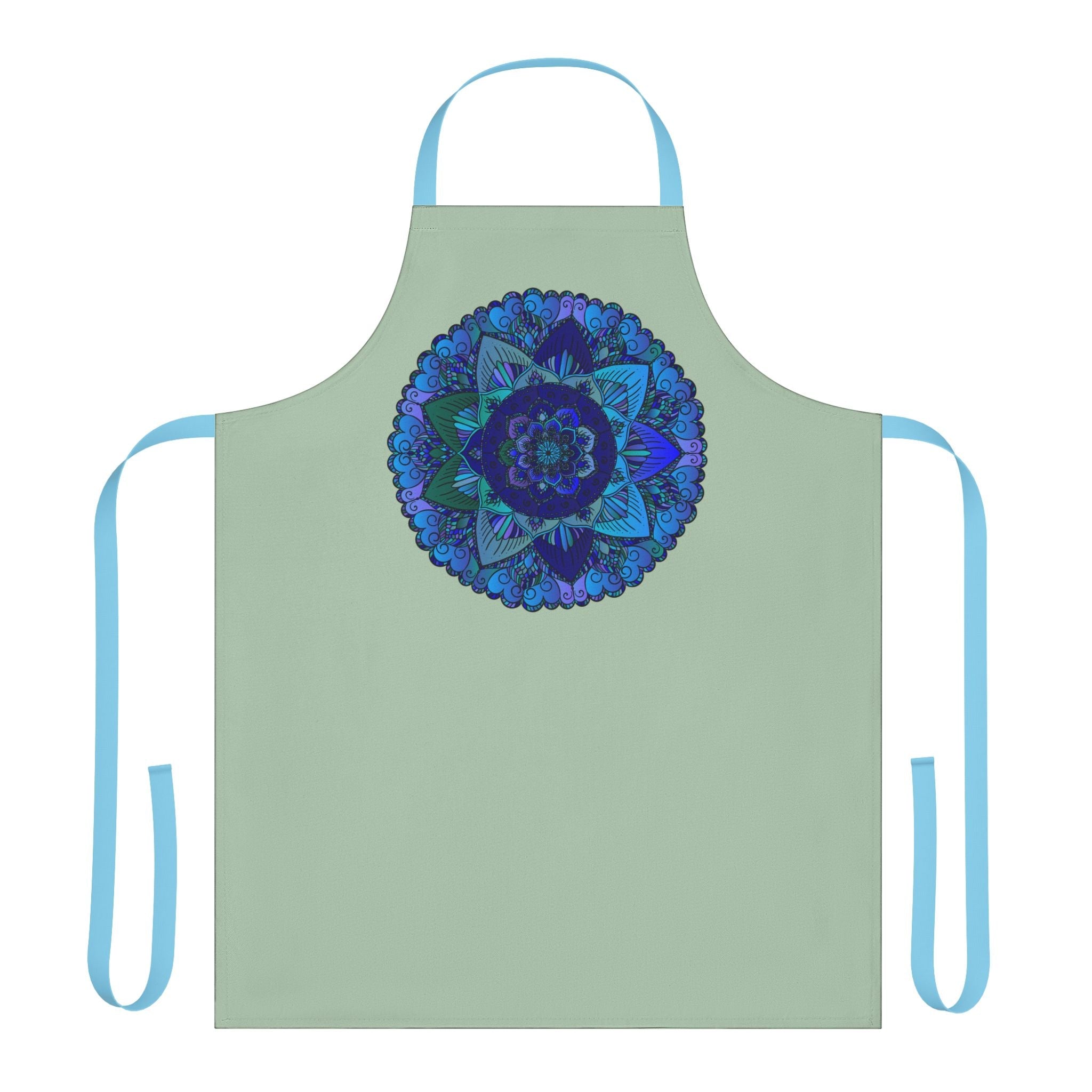 Sage Green Mandala Apron - Hand - Drawn Art All Over Prints - Blululi