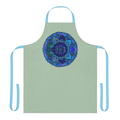 Sage Green Mandala Apron - Hand - Drawn Art All Over Prints - Blululi