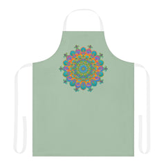 Sage Green Mandala Apron - Hand Drawn Art All Over Prints - Blululi