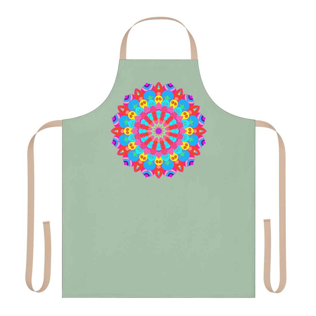 Sage Green Mandala Apron - Hand Drawn Art All Over Prints - Blululi