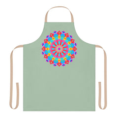 Sage Green Mandala Apron - Hand Drawn Art All Over Prints - Blululi