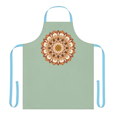 Sage Green Mandala Apron - Hand Drawn Art All Over Prints - Blululi