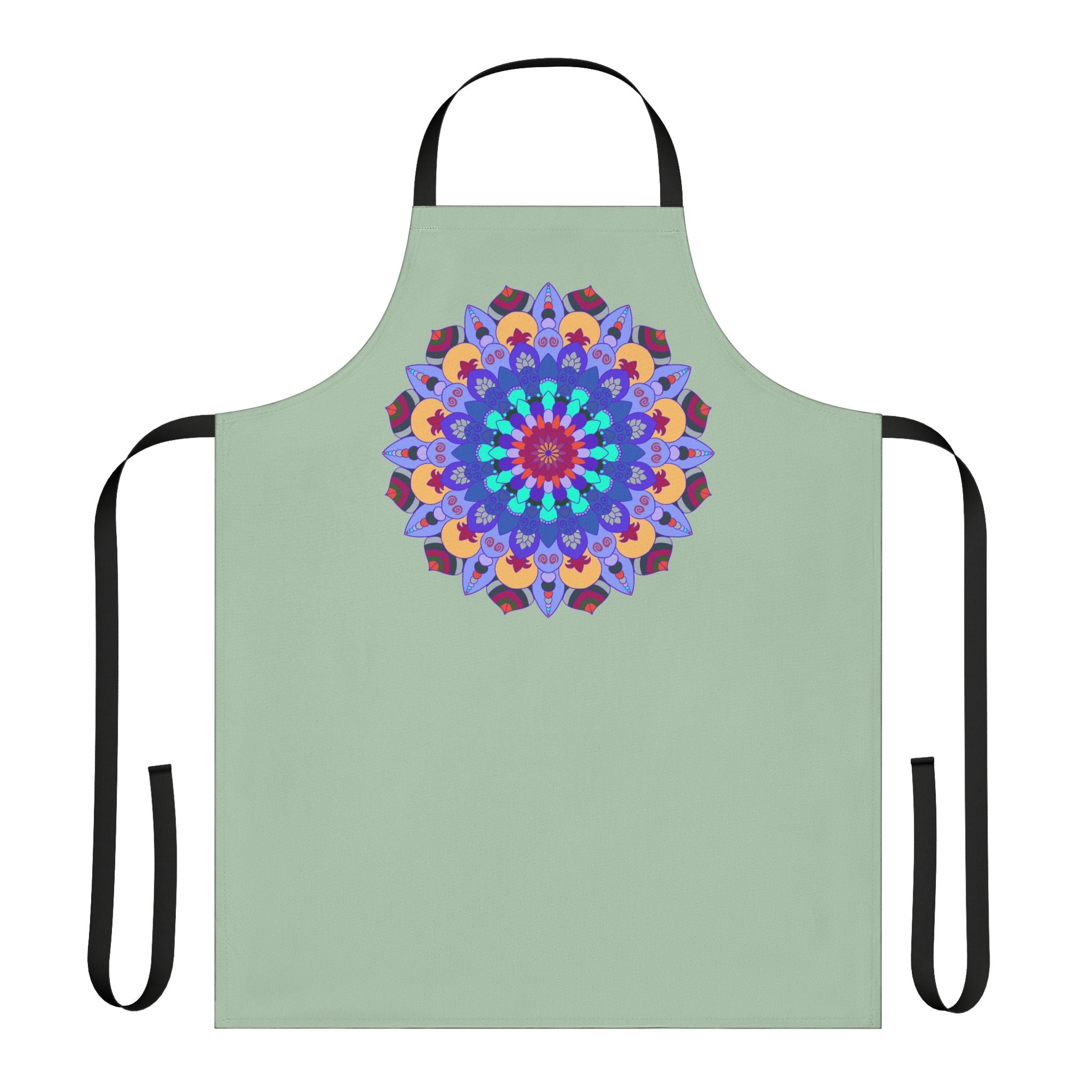 Sage Green Mandala Apron - Hand Drawn Art All Over Prints - Blululi