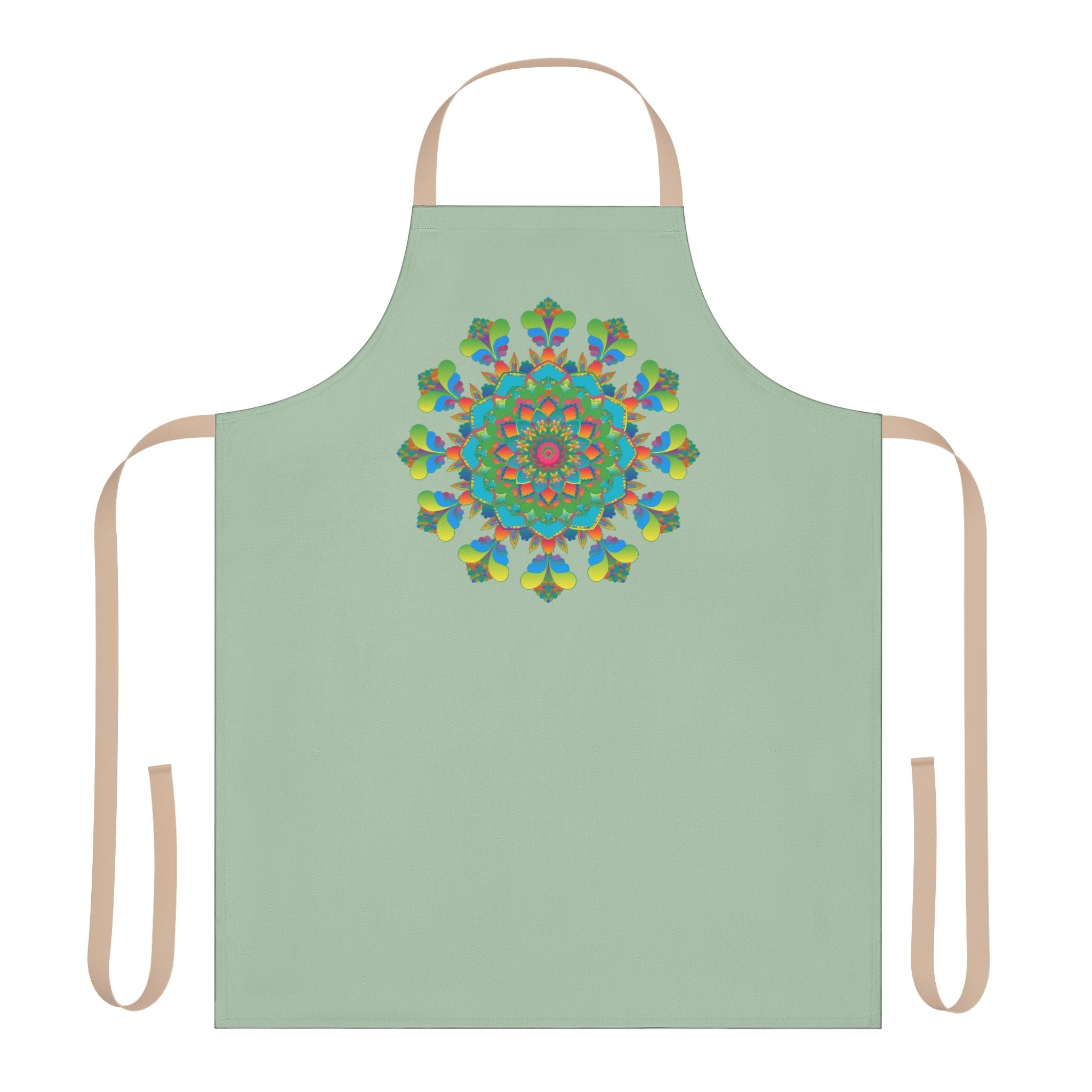 Sage Green Mandala Apron - Hand Drawn Art All Over Prints - Blululi