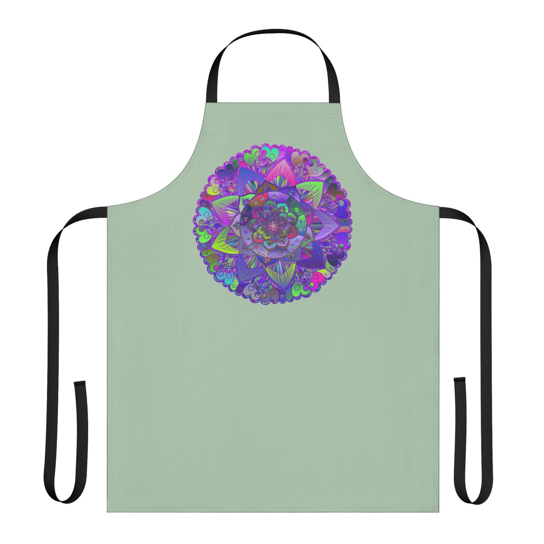 Sage Green Mandala Apron - Intricate Art All Over Prints - Blululi