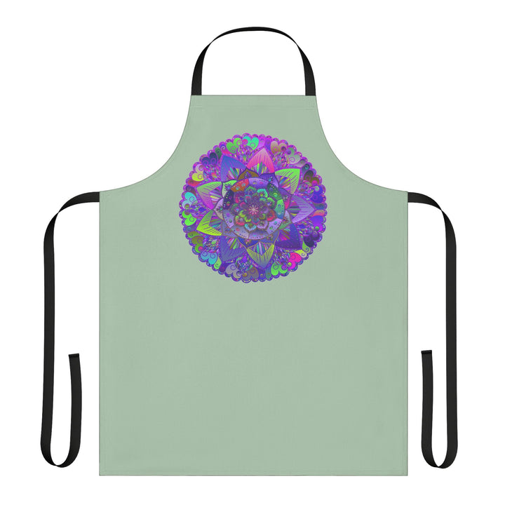 Sage Green Mandala Apron - Intricate Art All Over Prints - Blululi