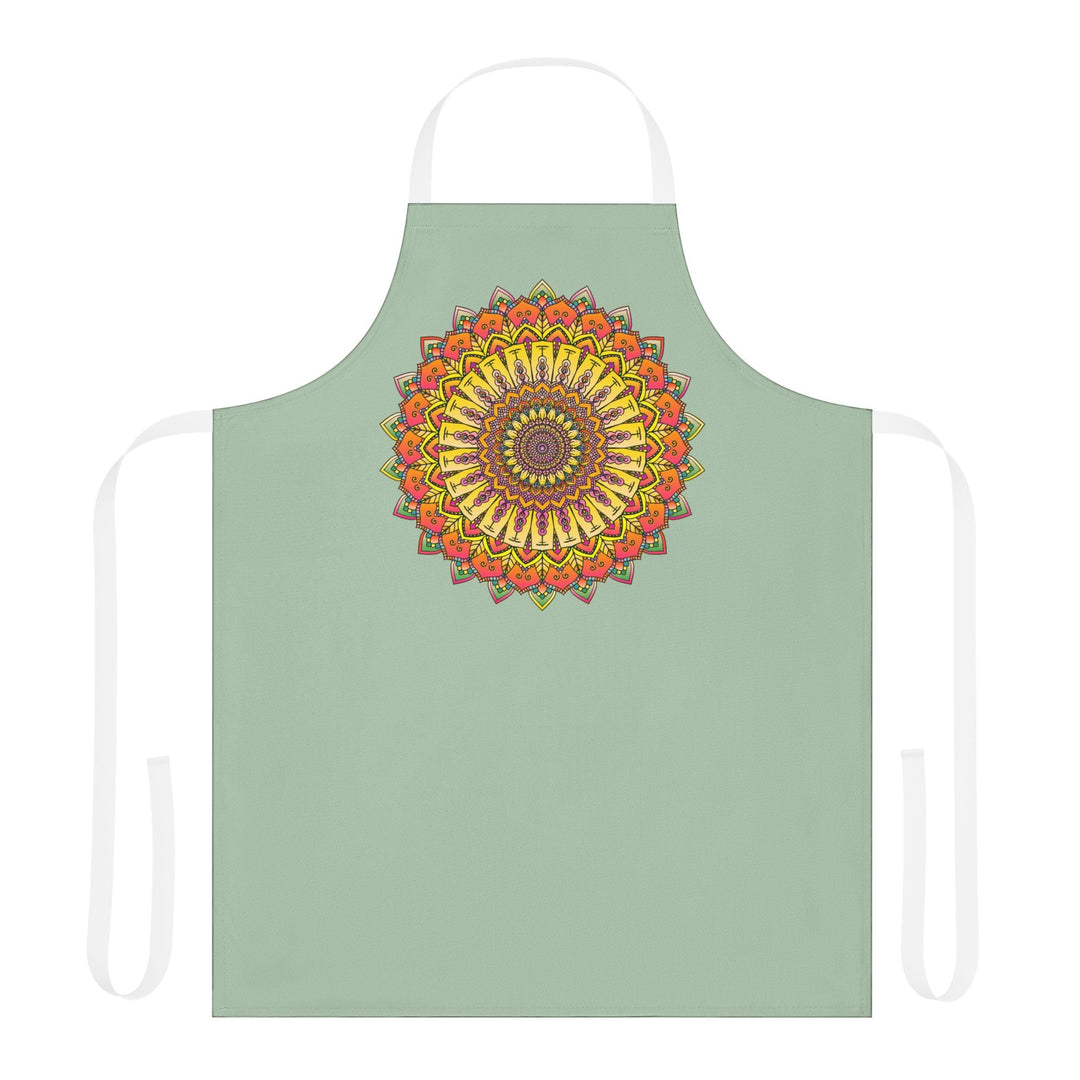 Sage Green Mandala Apron - Intricate Art All Over Prints - Blululi