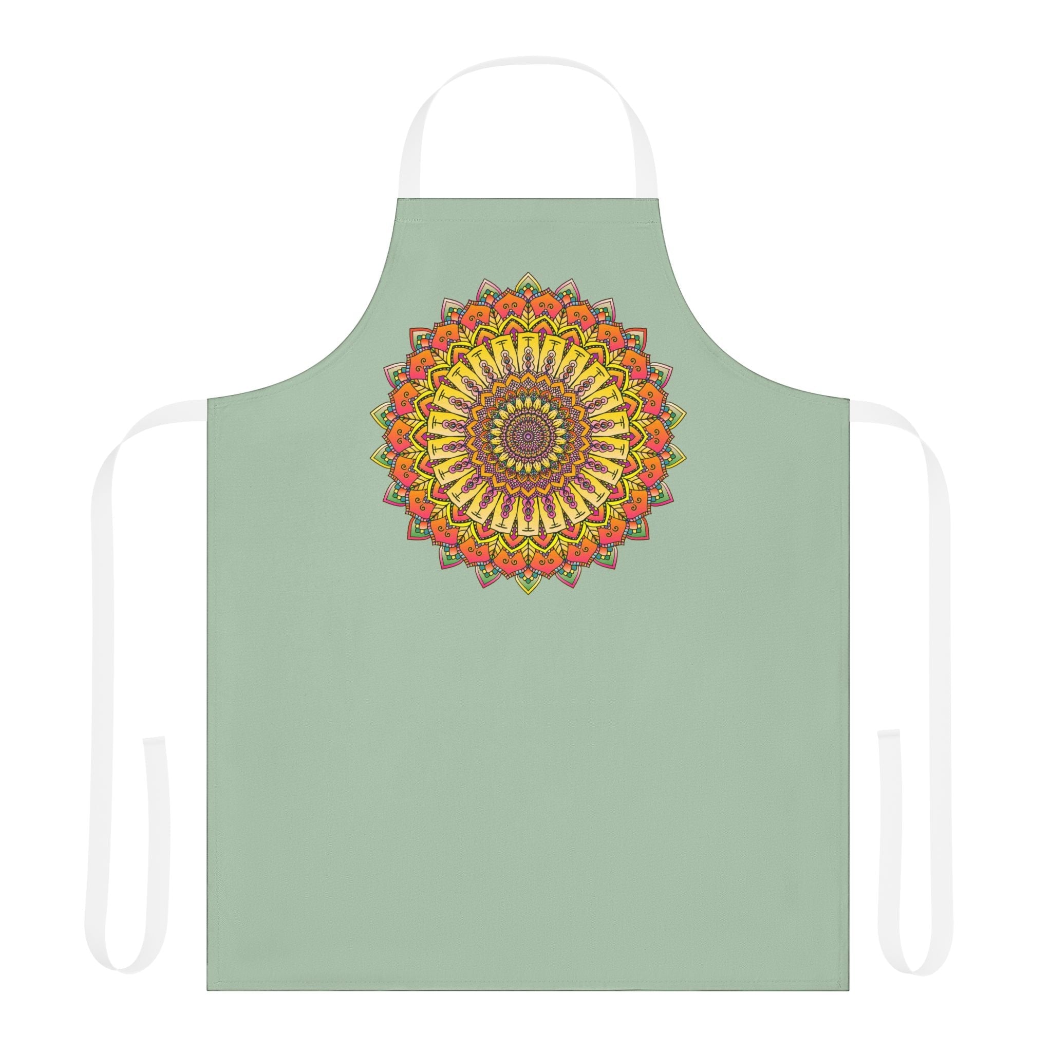 Sage Green Mandala Apron - Intricate Art All Over Prints - Blululi