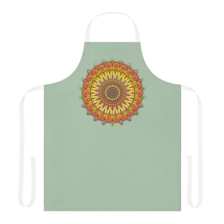 Sage Green Mandala Apron - Intricate Art All Over Prints - Blululi