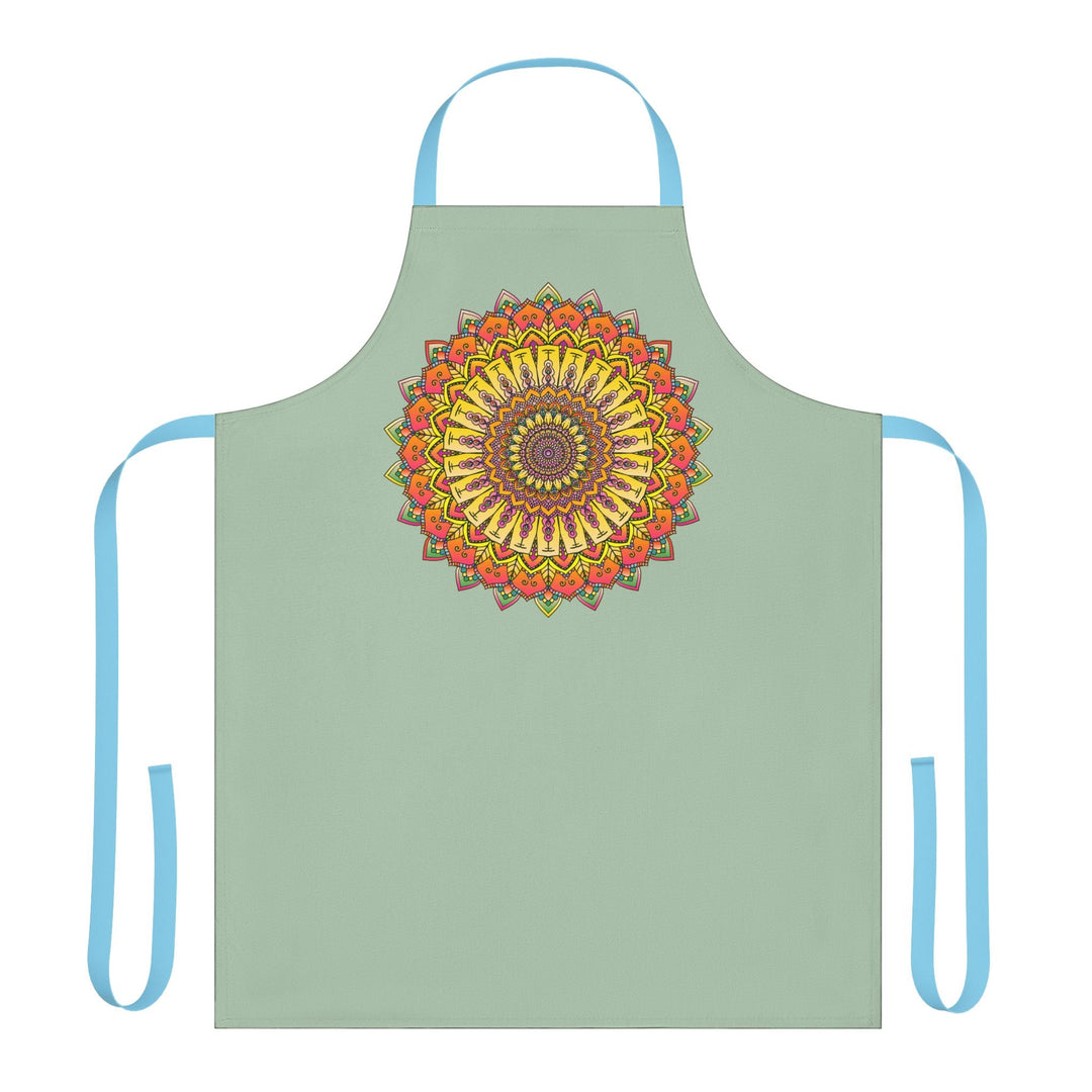 Sage Green Mandala Apron - Intricate Art All Over Prints - Blululi