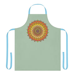 Sage Green Mandala Apron - Intricate Art All Over Prints - Blululi