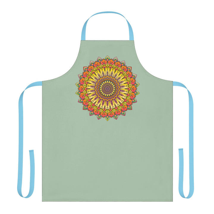 Sage Green Mandala Apron - Intricate Art All Over Prints - Blululi