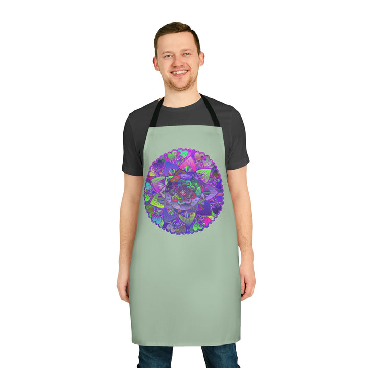 Sage Green Mandala Apron - Intricate Art All Over Prints - Blululi