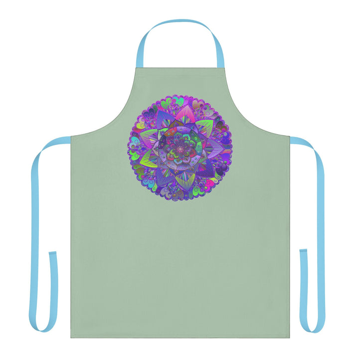 Sage Green Mandala Apron - Intricate Art All Over Prints - Blululi