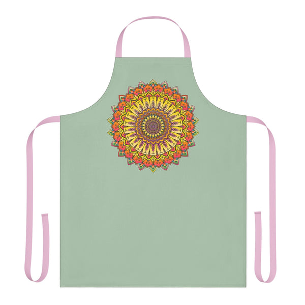 Sage Green Mandala Apron - Intricate Art All Over Prints - Blululi
